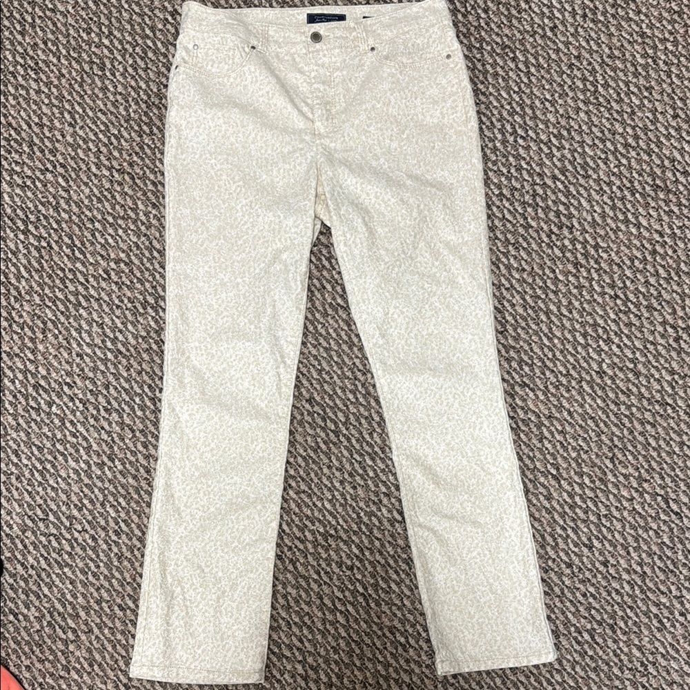 Charter Club Beige Marbled Straight Leg Jeans